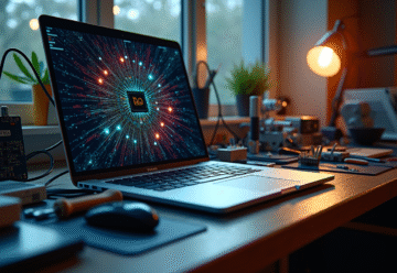 Bureau d'électronique moderne avec outils et circuit