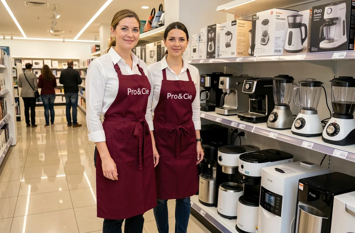 Vendeuse de La Boutique VIP Pro & Cie présentant des petits électroménagers dans un magasin toulousain