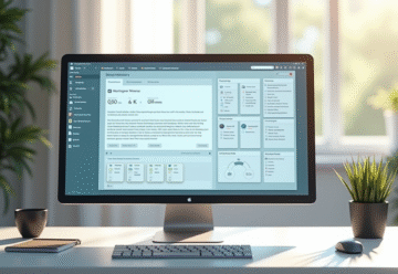 Ecran d'ordinateur moderne avec interface intuitive et lumineux