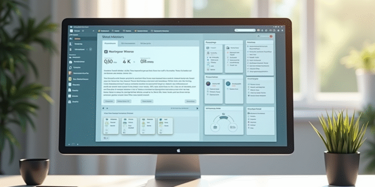 Ecran d'ordinateur moderne avec interface intuitive et lumineux