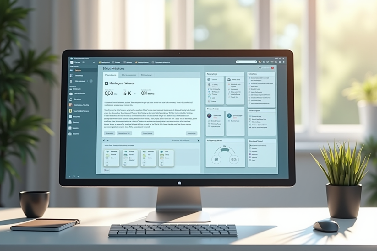 Ecran d'ordinateur moderne avec interface intuitive et lumineux