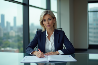 Femme d'affaires confiante dans un bureau moderne
