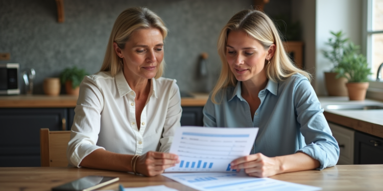 Femme et fille discutent de budget familial à la maison