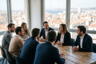 groupe de travailleurs en séminaire collaboratif à Marseille