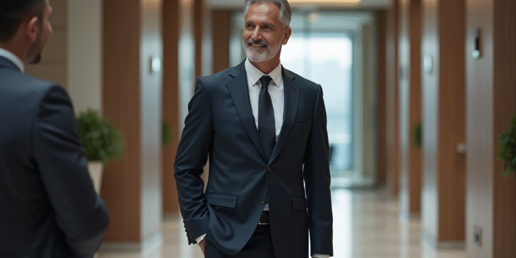 Homme d'affaires en costume dans un bureau moderne