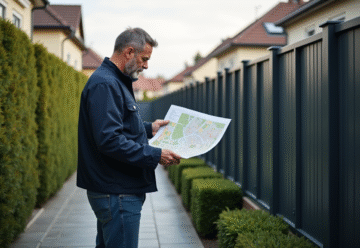Homme d'âge moyen examinant un plan de zonage urbain