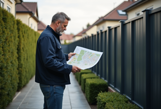 Homme d'âge moyen examinant un plan de zonage urbain