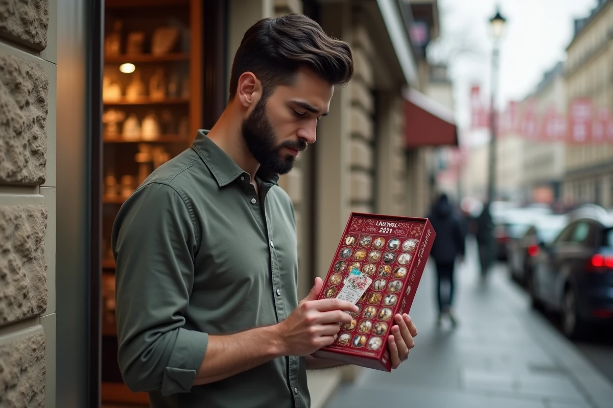 Jeune homme regardant un calendrier de l