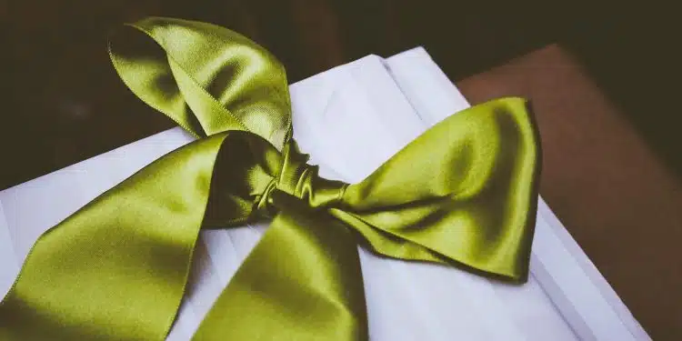 green bow tie on table
