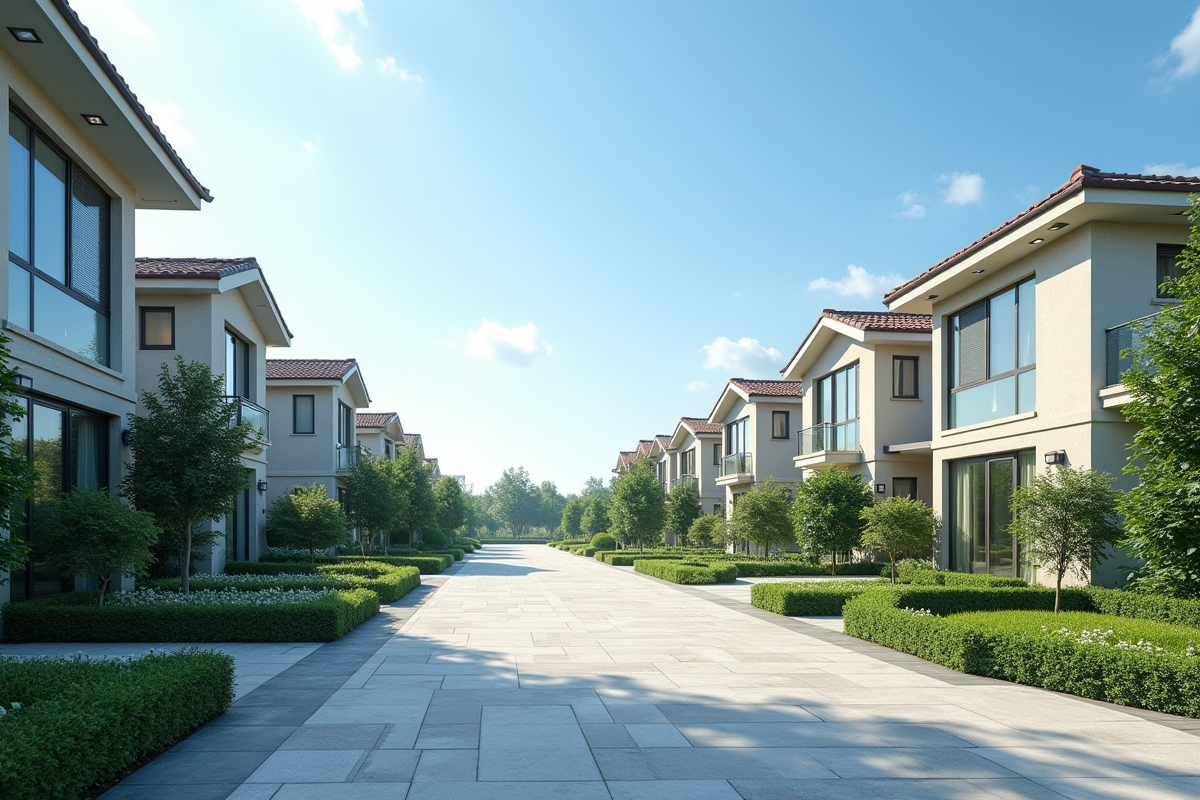 Quartier résidentiel en Guichen avec maisons modernes et jardins