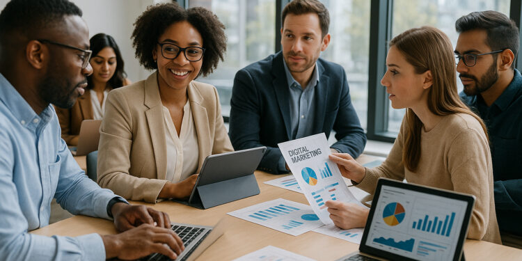 Photo d'une réunion moderne en entreprise avec des professionnels collaborant