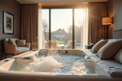 Suite luxueuse en Normandie avec jacuzzi privé et grande fenetre